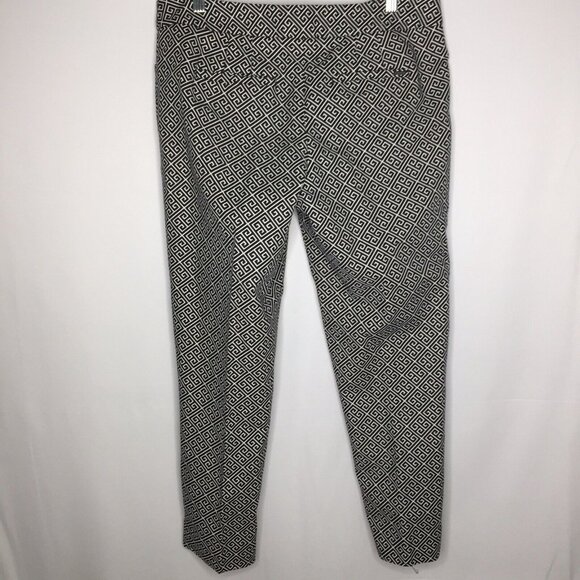 White House Black Market Womens Sz 10 Crop Black White Geometric Dress Pant E23 - Picture 3 of 5
